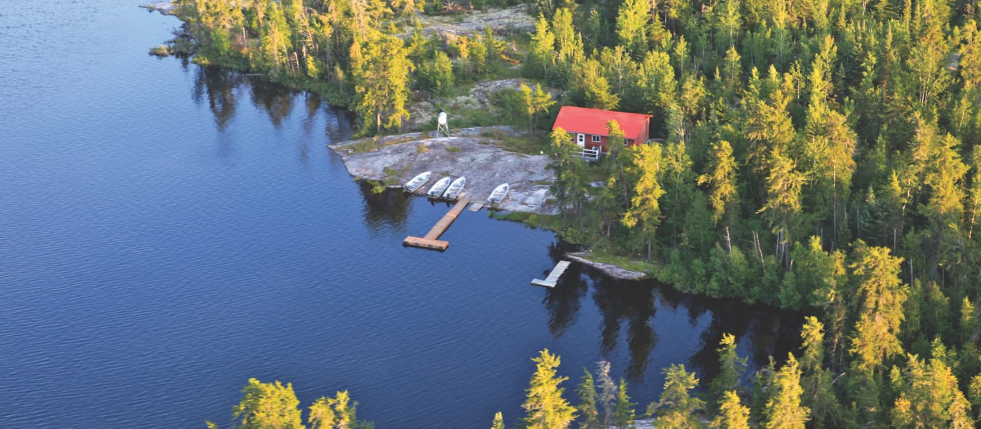 Aerial view of Black Lake outpost lake